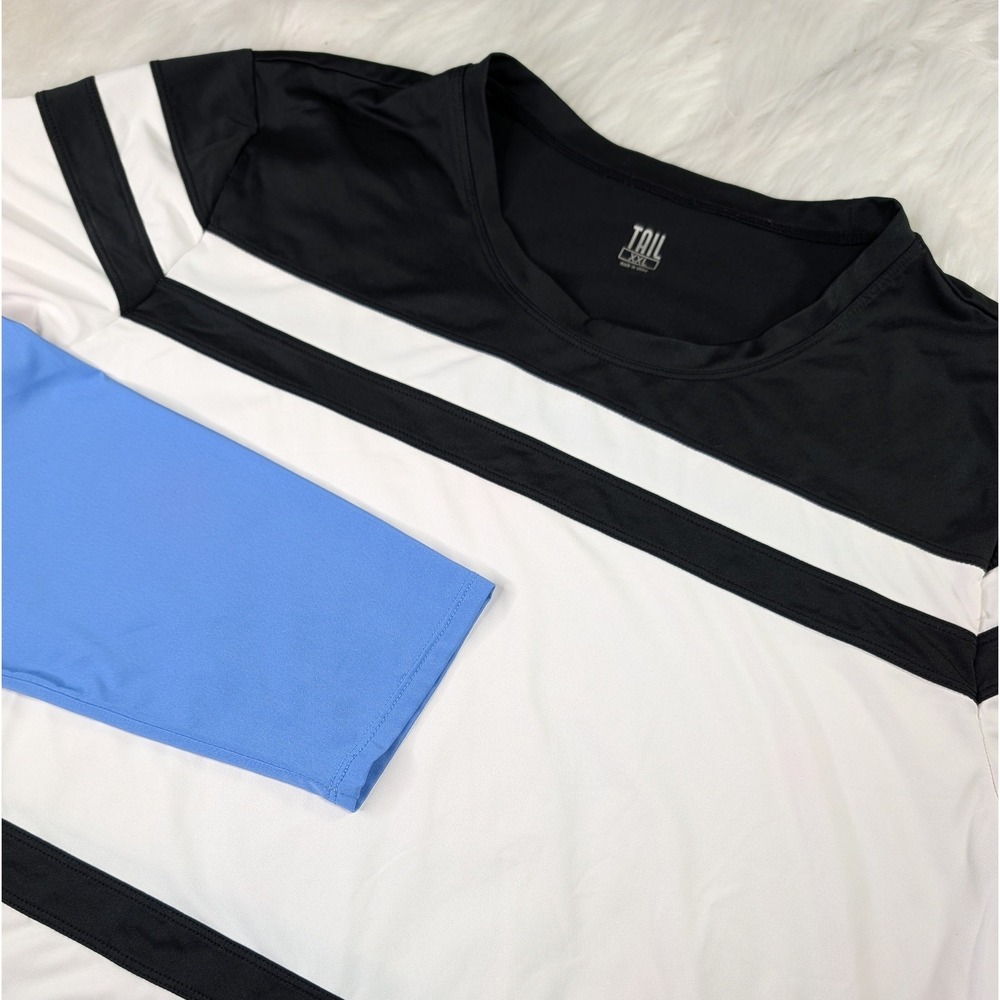 Tail Long Sleeve Top Womens XXL Blue White Black Colorblock Athletic Shirt